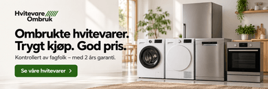 Ombrukte hvitevarer fra Hvitevare Ombruk – trygt kjøp, god pris, kontrollert av fagfolk med 2 års garanti